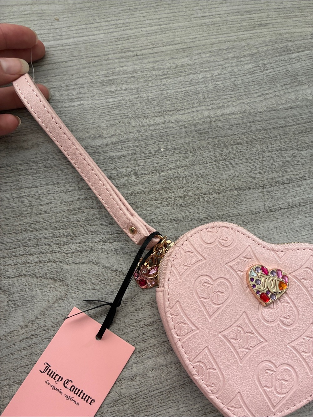 Juicy Couture Blush Pink Heart Wristlet Coin wallet with Heart Charm - Picture 4 of 6